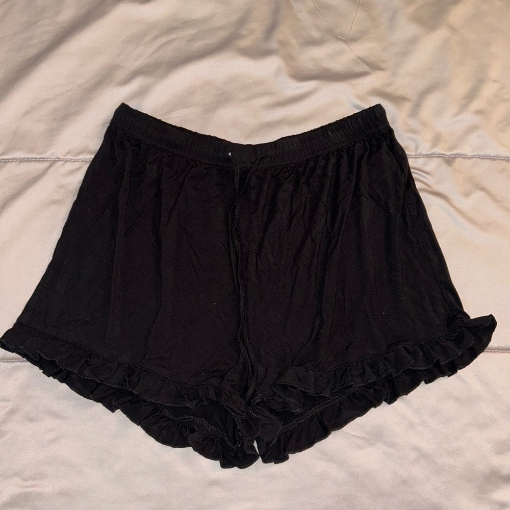 Pintage Brand Size Large Black Ruffle Pajama Shorts